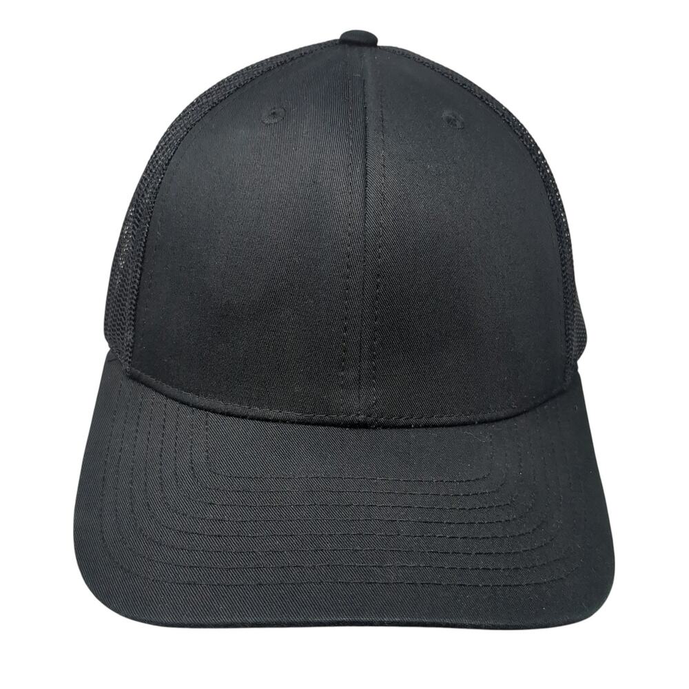 Richardson Snapback Trucker Hat Black One Size Adjustable Mesh Back Blank